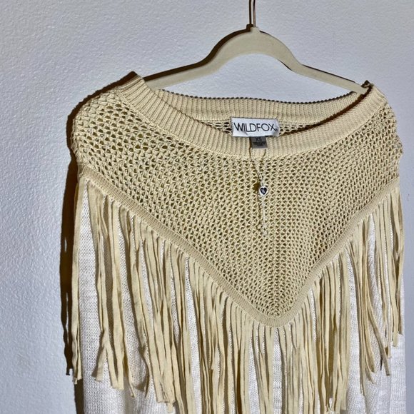 Wildfox I Crochet Fringe Boho Sweater - Picture 3 of 6